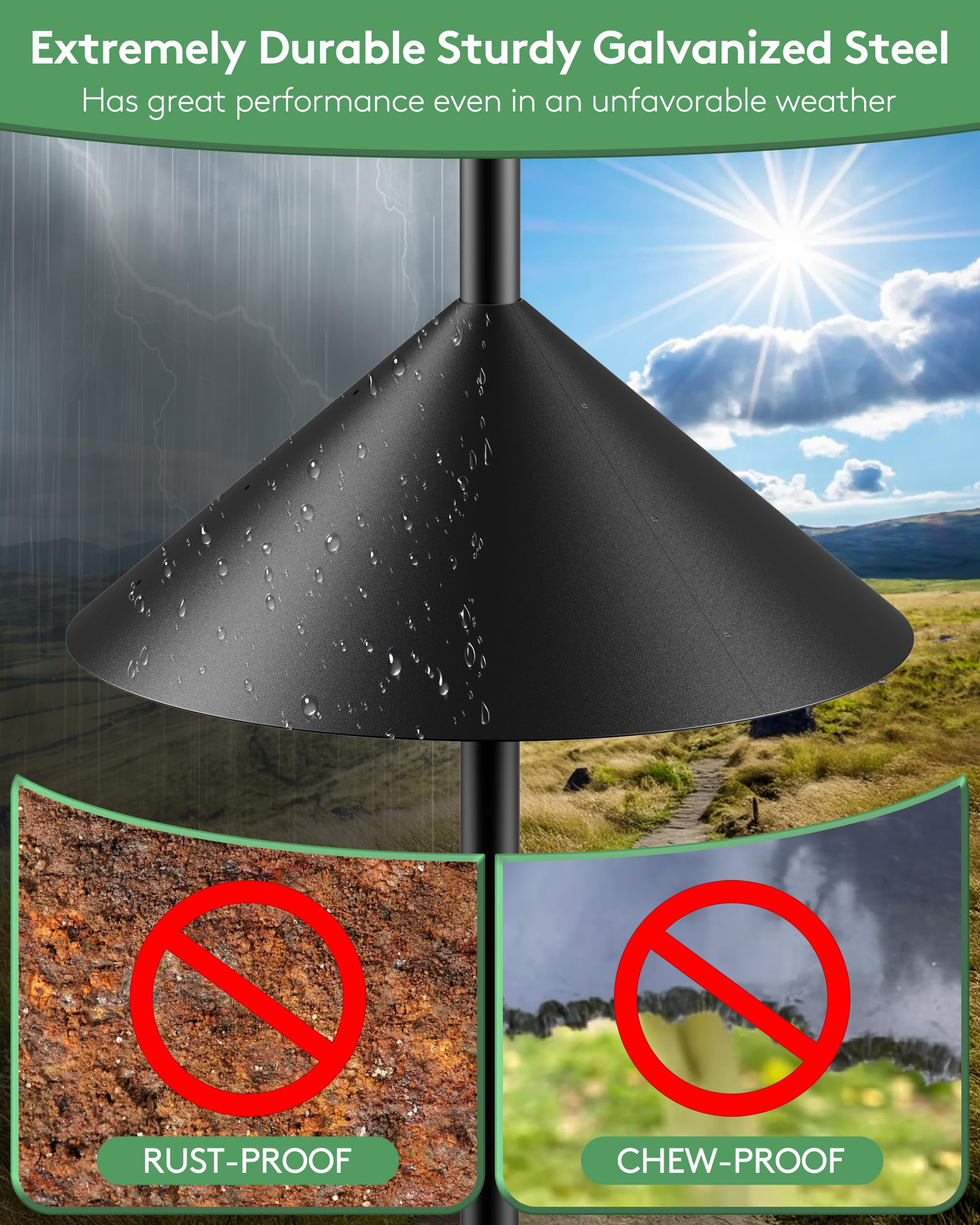 19 Inch Metal Squirrel Baffle for Bird Feeder Pole, Outdoor Squirrel Proof Bird Feeders, Bird House Guard for Shepherd’s Hook, Rust Chew Proof Heavy Duty