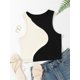 thumbnail image 1 of Camiseta sin mangas de retales de estilo pijo para mujer, Tops cortos ajustados sin mangas con cuello redondo de verano, ropa de calle Y2K, camiseta para bebé Tan Jianjun  unisex, 1 of 2