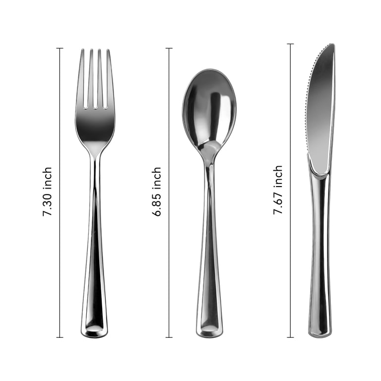 Family Essentials Silver Disposable Cutlery Set, 180-Piece photo 3