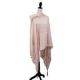 thumbnail image 3 of Women Plaid Wood Bead Tassel Cotton Scarf Lightweight Wrap Shawl Dusty Rose, 3 of 4