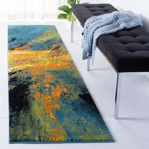 Safavieh Galaxy Rosamund Abstract Runner Rug, Blue/Yellow, 2'3" x 8'