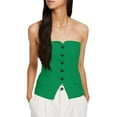 thumbnail image 3 of Sleeveless Women's Sexy Plunge Vest Jacket Button Fitted Strapless Work Suit Tank Top, 3 of 7