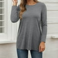 thumbnail image 2 of Fiaer.Womens Going out Long Sleeve Tops.Crew Neck Plus Size Loose Fit Tshirts for Women.Women's Casual Trendy Basic T Shirts Grey S, 2 of 6