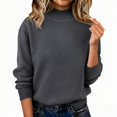 thumbnail image 2 of Women's Oversized Pullover Sweatshirt, Long Sleeve Fleece Lined Crewneck, Loose Fit Warm Casual Top, Plus Size Streetwear Sweatshirt Dark Gray XXXXL, 2 of 9