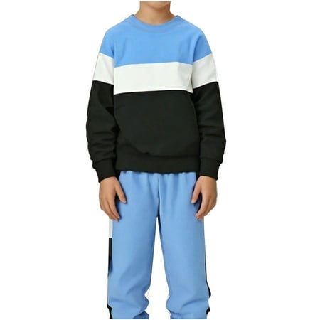 

Fouhkni Baby Boy Clothes 2 Piece Color Block Outfits Long Sleeve Crewneck Sweatshirts Joggers Pants