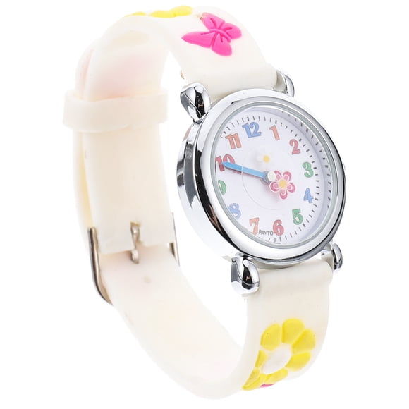 KAKOWELY Purple Silicone Kids Watches with Flowers Pattern for Children Adjustable Strap Birthday Present,8.27"X1.18"X0.39"