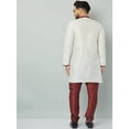 thumbnail image 5 of eloria Men's Trendy Indian Traditional White & Maroon Silk Blend Solid Sherwani With churidar, 5 of 8