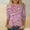 Pink, variant on iTNHFP Tshirt Womens Tshirts White Women's Sequin Casual Printed Round Neck Loose Sleeved Quarter Sleeved T Shirt Top