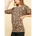 thumbnail image 2 of Made by Johnny Women's Boat Neck 3/4 Sleeve Draped Dolman Top with Side Shirring Premium Shirt XS LEOPARD, 2 of 6