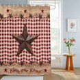 thumbnail image 4 of Shower Curtains for Bathroom, Country Star Farm Waterproof Fabric Shower Curtain, Farmhouse Plaid Texas Vintage Fruit Decorative Bathroom Curtain for Bathtub, 36"x72", No Hooks Included, 4 of 9