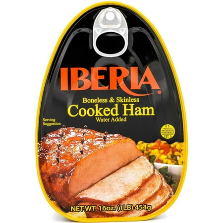 (2 Pack) Iberia Boneless & Skinless Cooked Ham, Water Added, 1 (Best Boneless Spiral Ham)