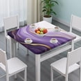 thumbnail image 3 of Purple Gold Marble Pattern Square Fitted Tablecloth with Elastic Edge,Square Table Cover,Washable Elastic Table Cover for Home Kitchen Party Decor 34"x34", 3 of 6
