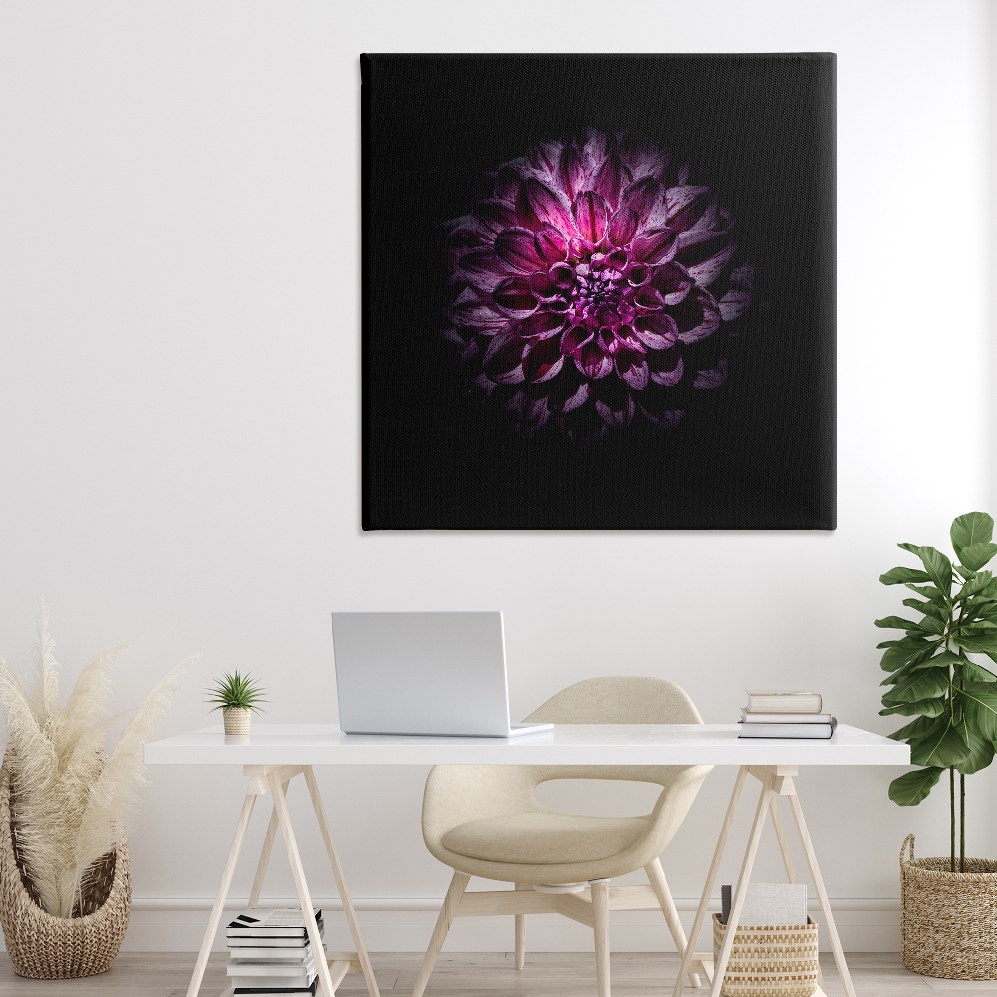 Purple Dahlia Dark Contemporary Canvas Wall Art, design by Brian Carson Photography