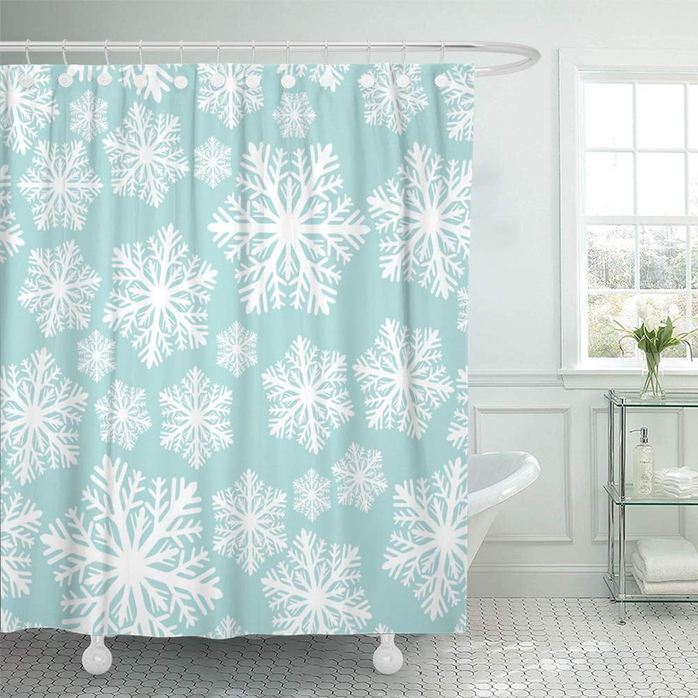KSADK Blue Ice Winter Snowflakes Pattern Snow Wonderland Abstract Beautiful Celebration Shower