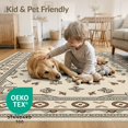 thumbnail image 4 of ODIKA 9'x12' Beige Brown Vintage Medallion Fringe Washable Area Rug Traditional Geometric Motifs with Intricate Corner Non-Slip, Chair-Friendly for Dining Room, Basement, Large Office, 4 of 7