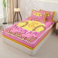 thumbnail image 2 of Homewish Sport Softball Letter Monogrammed E Zipper Twin Comforter Sets with Fitted Sheet and 2 Pillowcases,Baseball Ice Cream Drip Zipper Bedding Set for Boys Girls,4-Piece,Pink Reversible, 2 of 6