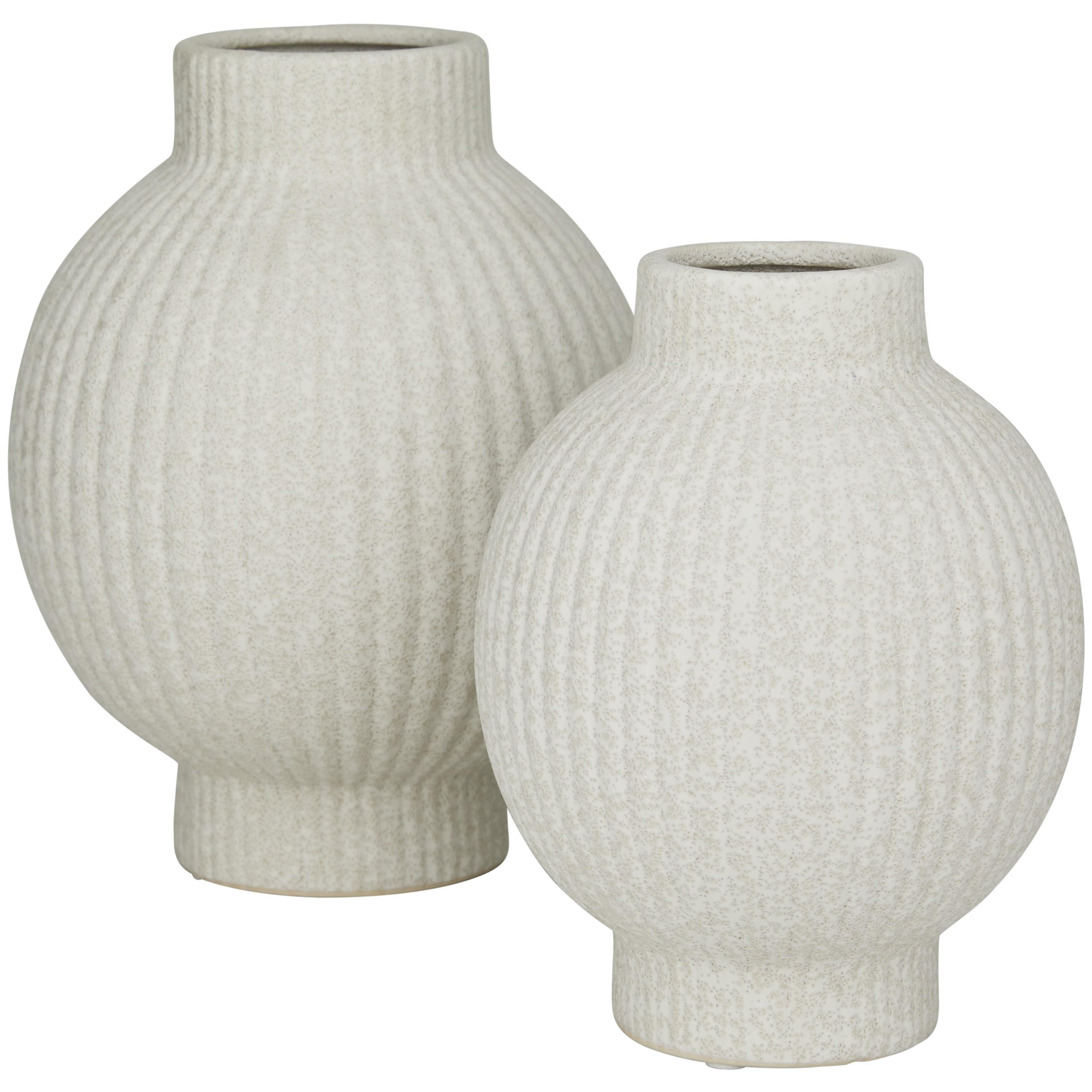 CosmoLiving by Cosmopolitan 9", 11"H Ceramic Modern Vase, White, 2-Piece