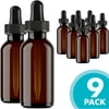 Pack of 9 30ml Amber Glass bottles with dropper caps