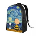 thumbnail image 4 of Mochila para portátil personalizada con paisaje de Van Gogh, Snoopy y Charlie Brown, mochila informal para mujer, para estudiantes universitarios, bolsa Peanuts, 4 of 5