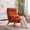 Orange, variant on Modern Accent Chair with High Backrest and 1 Lumbar Pillow, Iron Frame Linen Material Armchair with Detachable Backrest and Seat, Upholstered Casual Chair with Solid Wood Arm, Orange