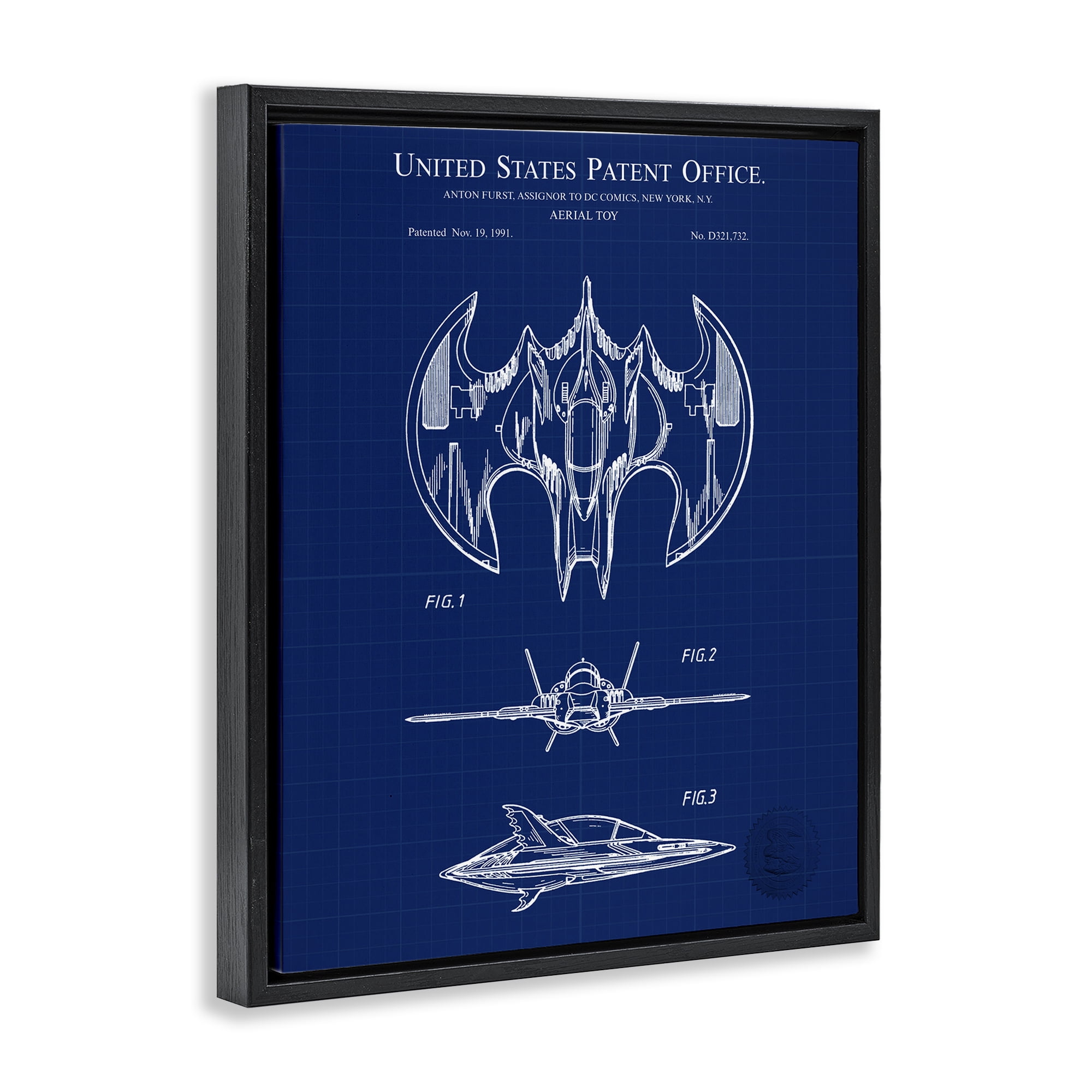 Stupell Industries Aerial Toy Blueprint Transportation Painting Black Floater Framed Art Print Wall Art, 17 x 21