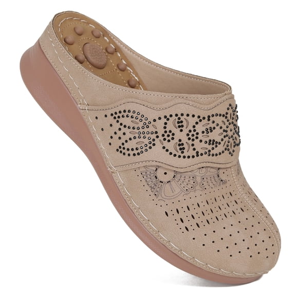 Ecetana Mules for Women Massage Slip On Sandals Comfortable Clogs with Arch Support Closed Toe Sandals Shoes