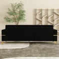thumbnail image 3 of YYAo Modern Sectional Sofa Couch, Sofa Bed Futon with Reversible Chaise & Ottoman for Living Room Small Space, Apartment, Black, 3 of 10