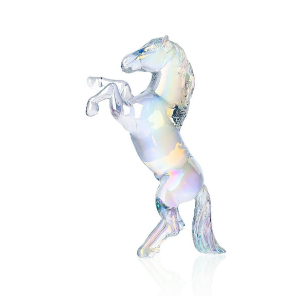 Clear Crystal Standing Horse Figurine Collectible Glass Animal Statue Decoration Ornaments for Home Office Table，108*70*30mm