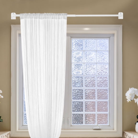 FOMIYES 1Set Extendable No Drill Curtain Rod White Adjustable Shower Rail for Home