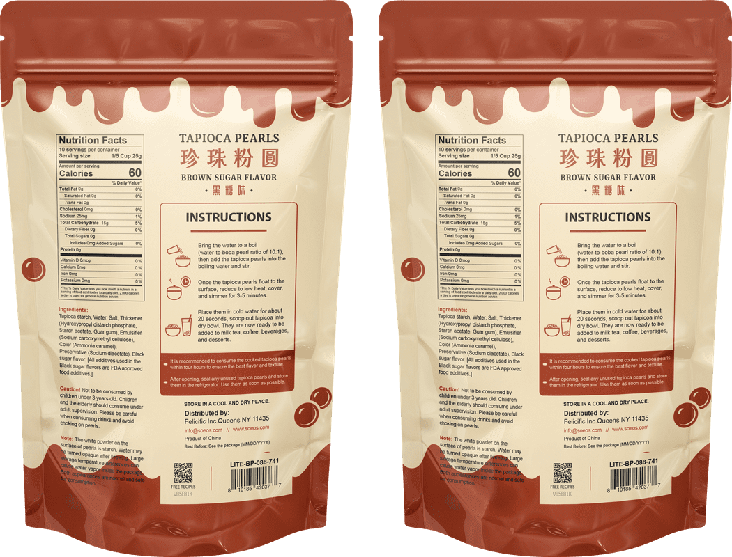 Soeos Tapioca Pearls for Bubble Tea, 2 pack, Total 17.6 oz