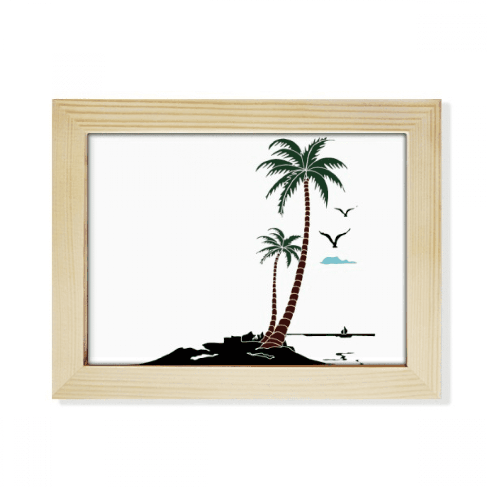 Coconut Tree Cloud Seagulls Beach Desktop Photo Frame Picture Art ...