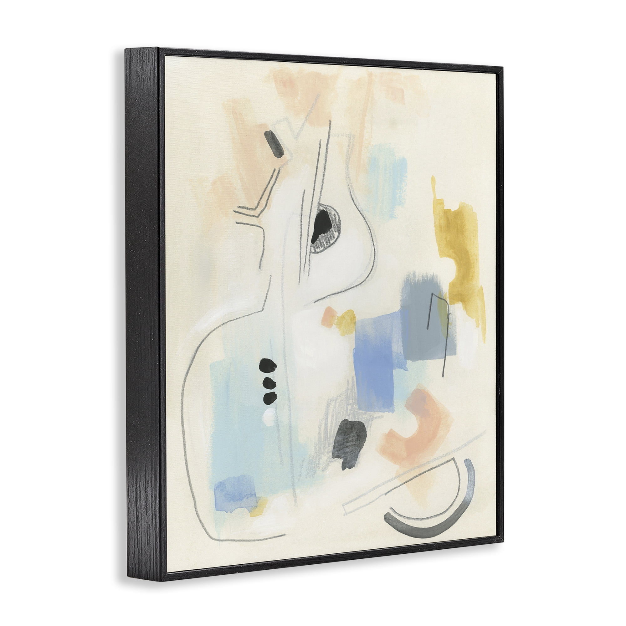 Stupell Industries Funky Modern Pastel Abstraction Abstract Painting Black Framed Art Print Wall Art, 11 x 14