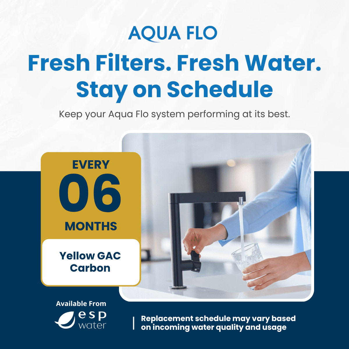 Aqua Flo 65010089 Yellow GAC Water Filter Cartridge, 10 Micron, Replacement for 475QC & 475 Pro Series RO Systems