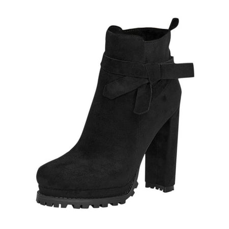 

gvdentm Western Boots Women For Women Toe Heels High Ankle Pointed Boots Boots Womens Leather Boots Size 7