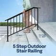 thumbnail image 3 of SPECSTAR 2-Pack Galvanized Steel Hand Rails for Outdoor Steps – 54.1" Black Oval and Safety Balusters Exterior Railing Kit for Porch, Deck, or Indoor Stairs (5-Step, Black), 3 of 9