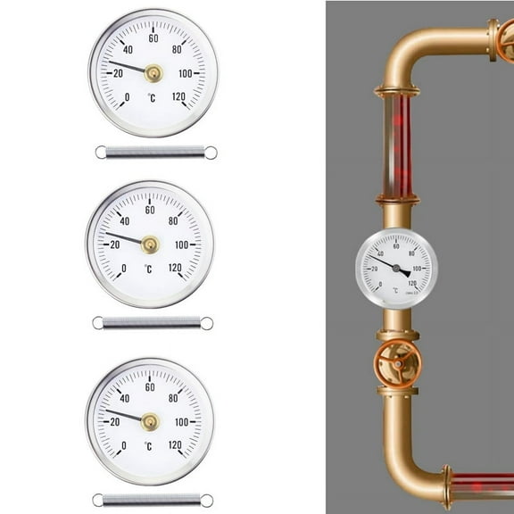 3pcs Stainless Steel Contact Pipe Thermometer for Accurate Hot Water Pipe Temperature Monitoring 63mm Bim
