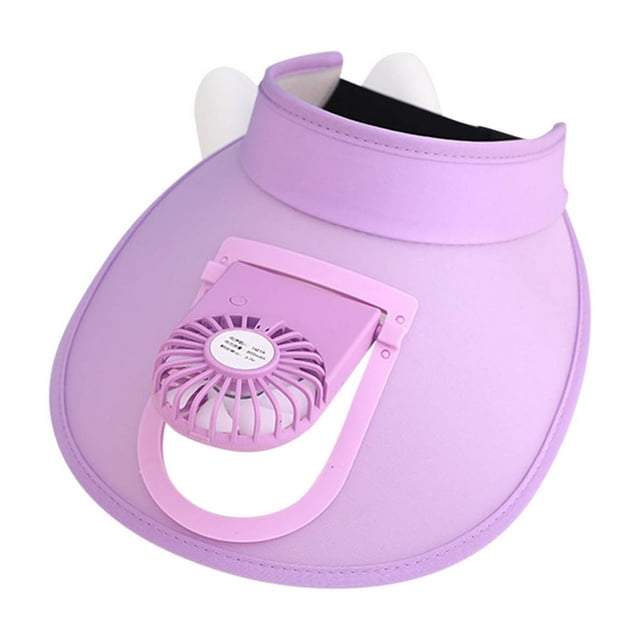 YoGold Sun Visors Hat With Fan For Kids Children - Fan Visor Hat - Large Area Sun Protection Empty Top Sun Hats With Adjustable Summer Sun Protection Hats Purple