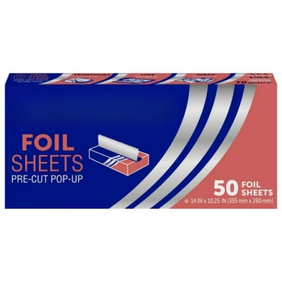 50ct Pre-Cut Pop-Up Foil Sheets - 49.83sq ft Kitchen Essentials