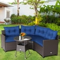 thumbnail image 1 of Costway 4PCS Patio Rattan Furniture Set Cushioned Sofa Glass Table Garden Navy, 1 of 10