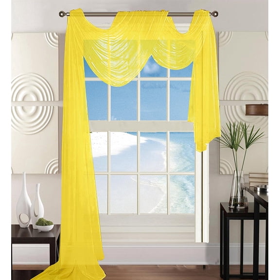 Elegant Comfort Beautiful Window Panel Curtain Sheer Voile Scarf 55" X 216" Neon Yellow