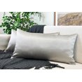 thumbnail image 3 of Aiking Home 12x24 Inches Faux Silk Rectangular Throw Pillow Cover, Zipper Closure, Silver (Set of 2), 3 of 6