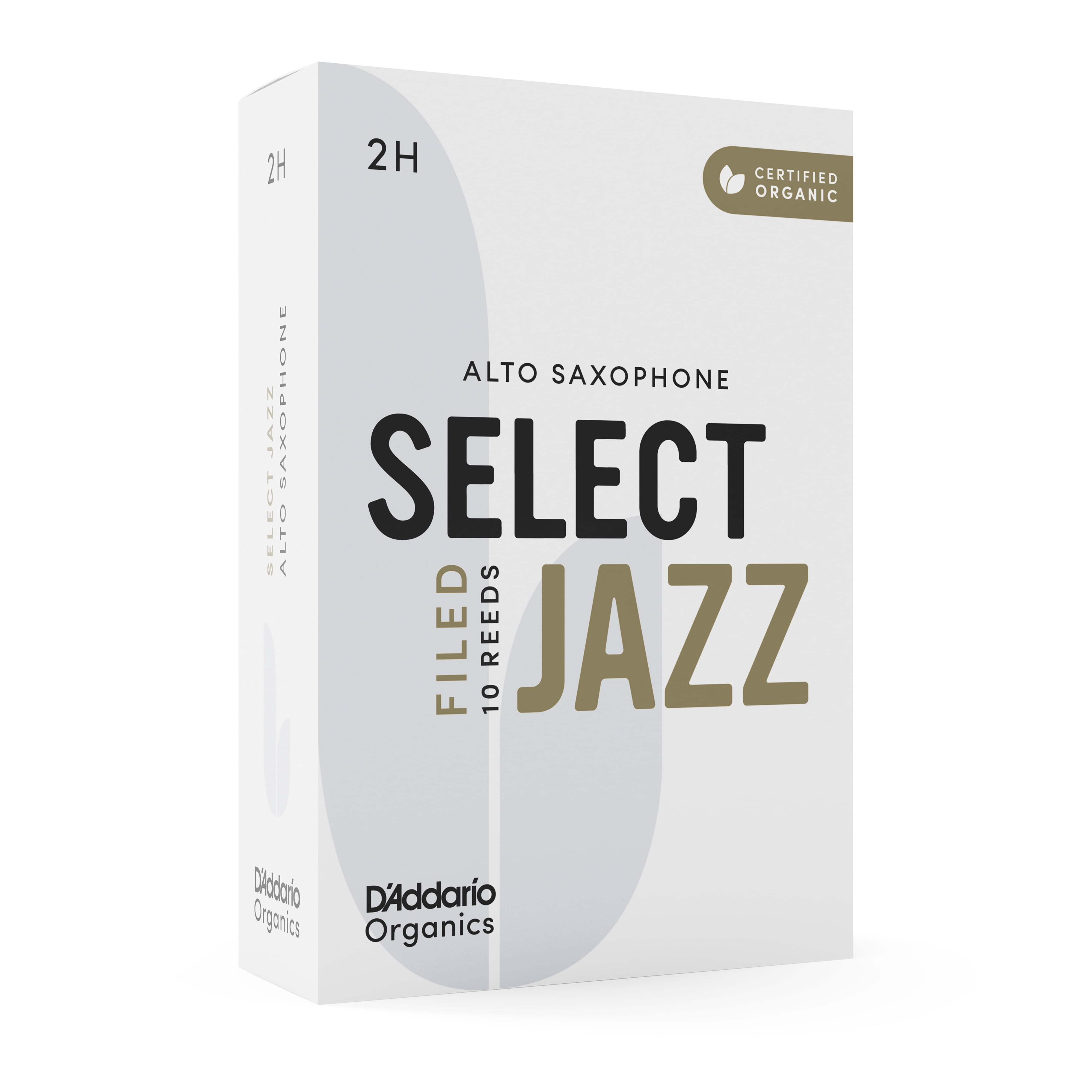 D'Addario Organic Select Jazz Filed Alto Sax Reeds, Strength 2 Hard, 10-pack