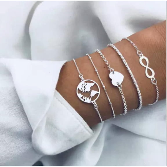 GKNET 5Pcs/Set Bohemia Women Palm Infinity Weave Rope Bead Charm Bracelet Delicate Jewelry Gift-1#