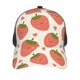 thumbnail image 3 of Lsque Hand Drawn Strawberry Printed Trucker Hat - Baseball Cap for Men Women - Breathable Mesh Side, Adjustable Fit - for Casual Wear, 3 of 7