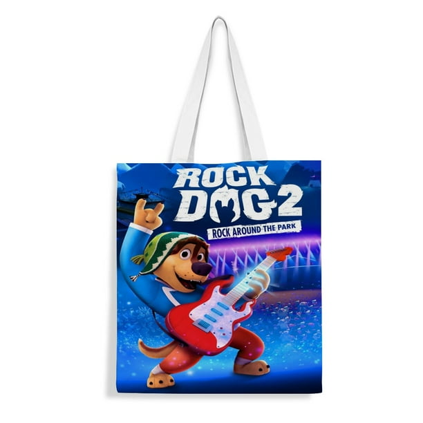 Rock Dog Bolso de tela con estampado de lienzo para mujer, bolsa de compras reutilizable y estética, con cremallera interior, regalo para mujer,40*40cm.