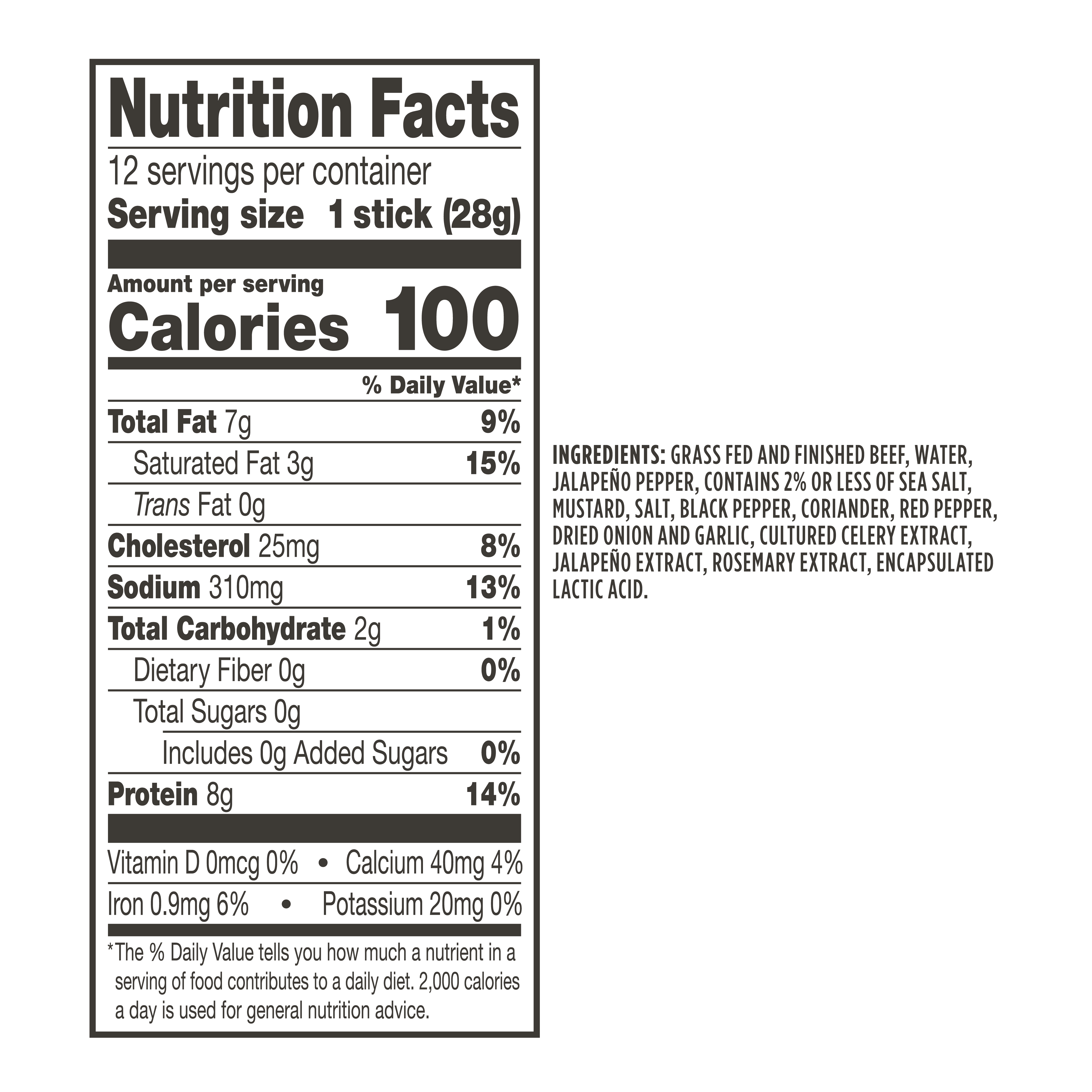 (24 pack) Lorissa's Kitchen, Jalapeño Beef Stick, 1 Ounce, Individually Wrapped Snack Stick