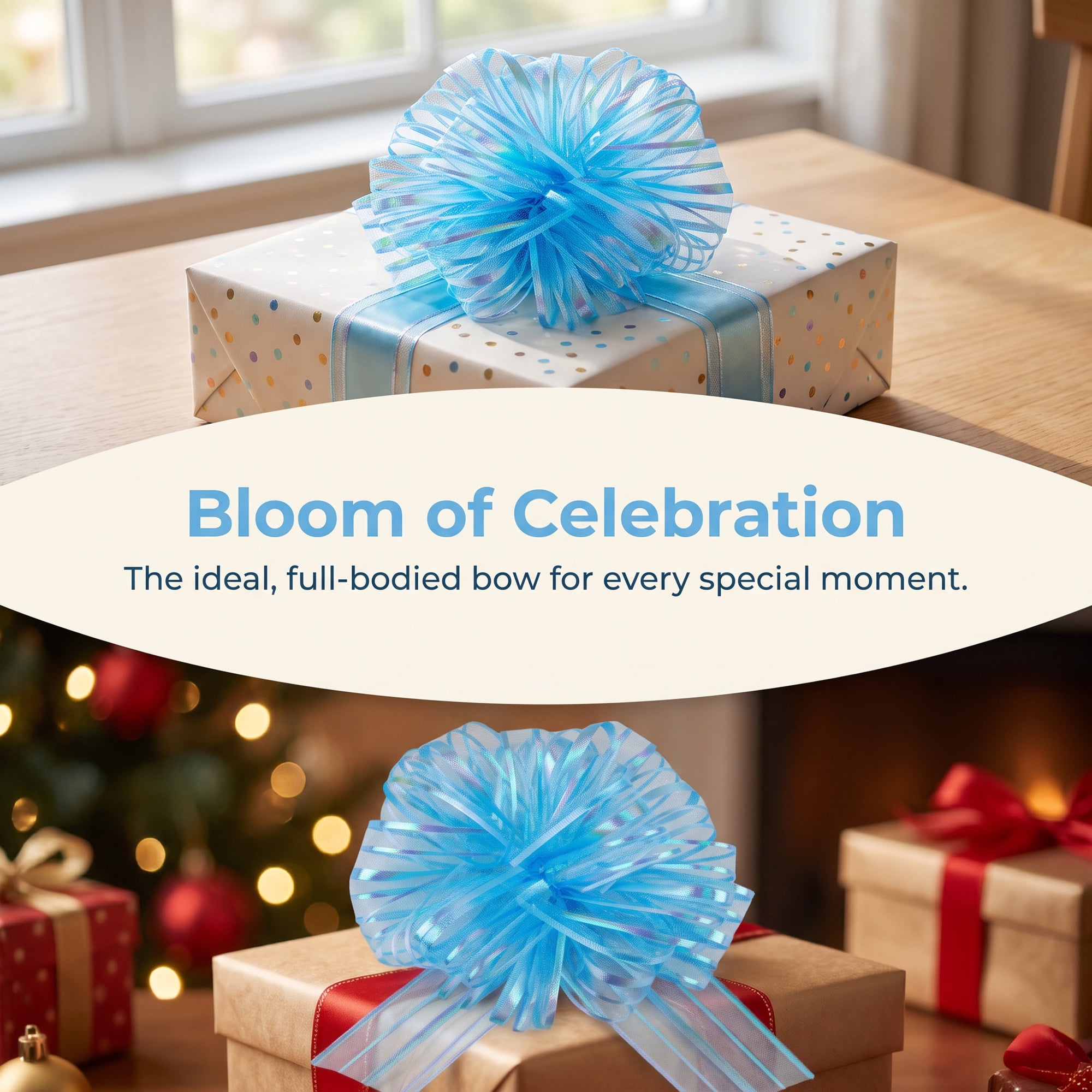 Unique Bargains Crush-Resistant Ribbon Bow for Birthday and Special Occasions Light Blue