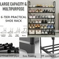 thumbnail image 2 of AGASY 6 Tiers Metal Shoe Rack, Adjustable Shoe Shelf Storage Organizer Boot & Shoe Storage for Entryway, Hallway, Living Room, Closet, Black - Easy Assembly (Black), 2 of 7