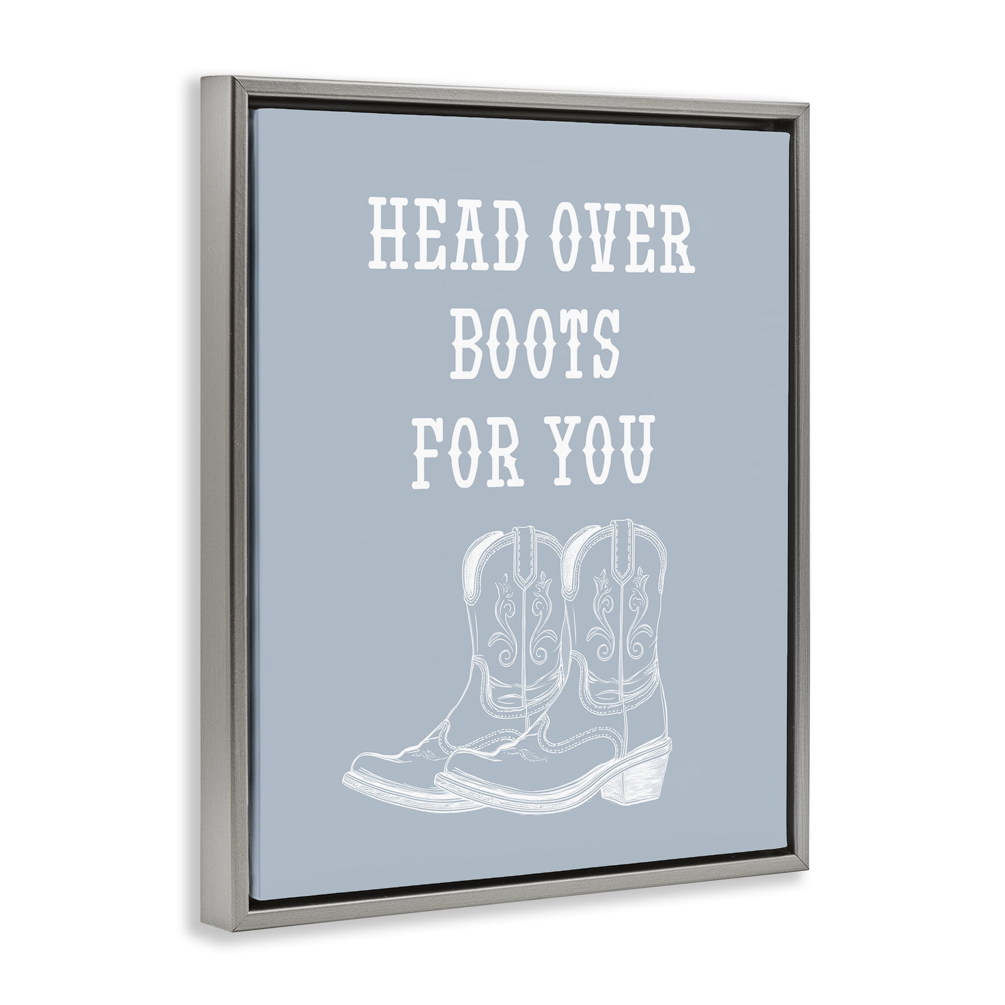 Stupell Industries Head Over Boots For You Fashion Painting Gray Floater Framed Canvas Art Print Wall Art, 17 x 21