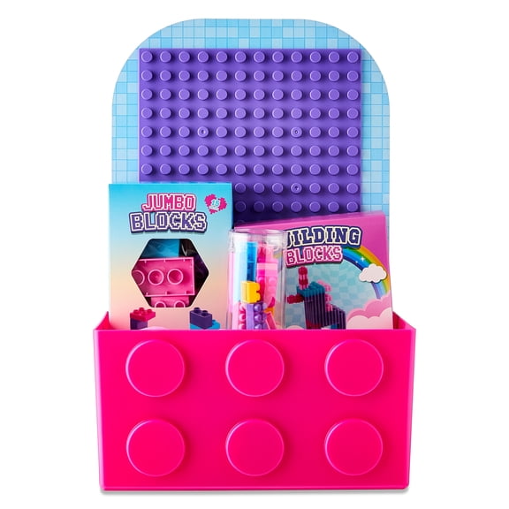 Prefilled Building Blocks-Themed Bucket with Toys, Pink/Purple/Blue, 11" x 20", Easter by Way To Celebrate